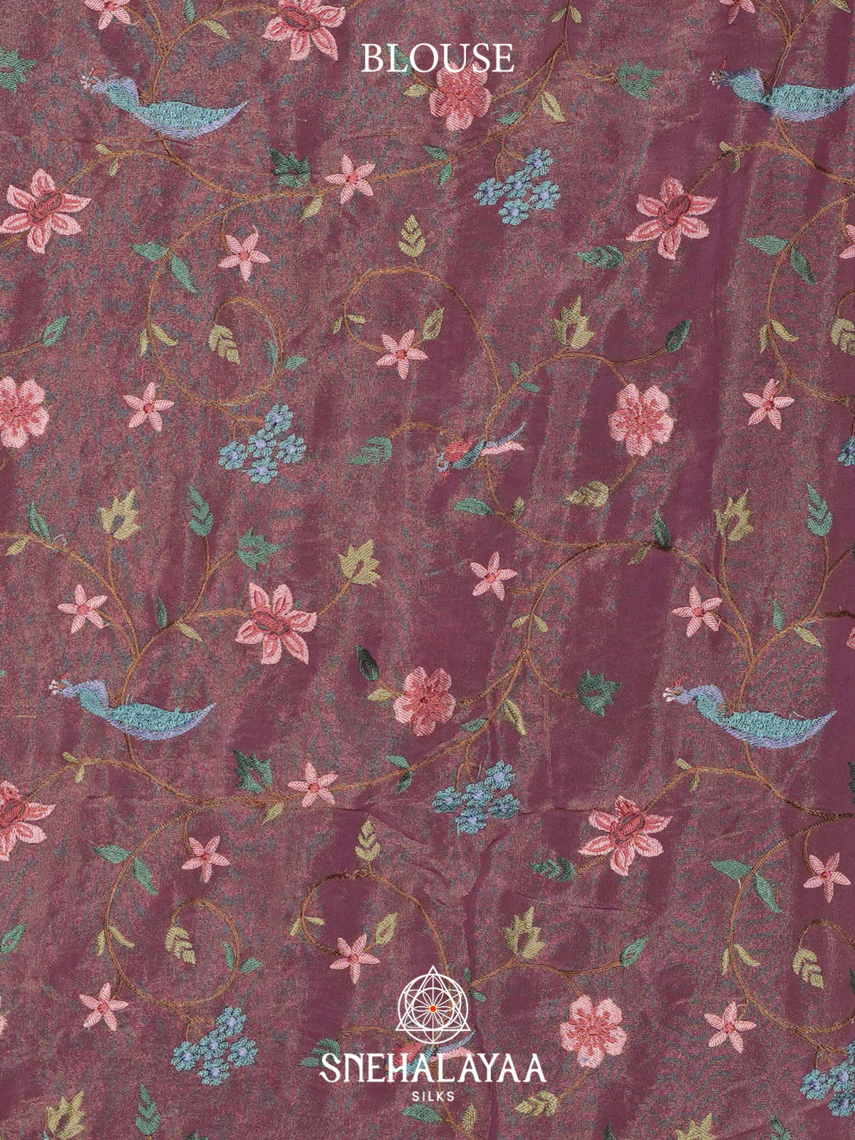 Wine Tissue Saree with Paithani Design