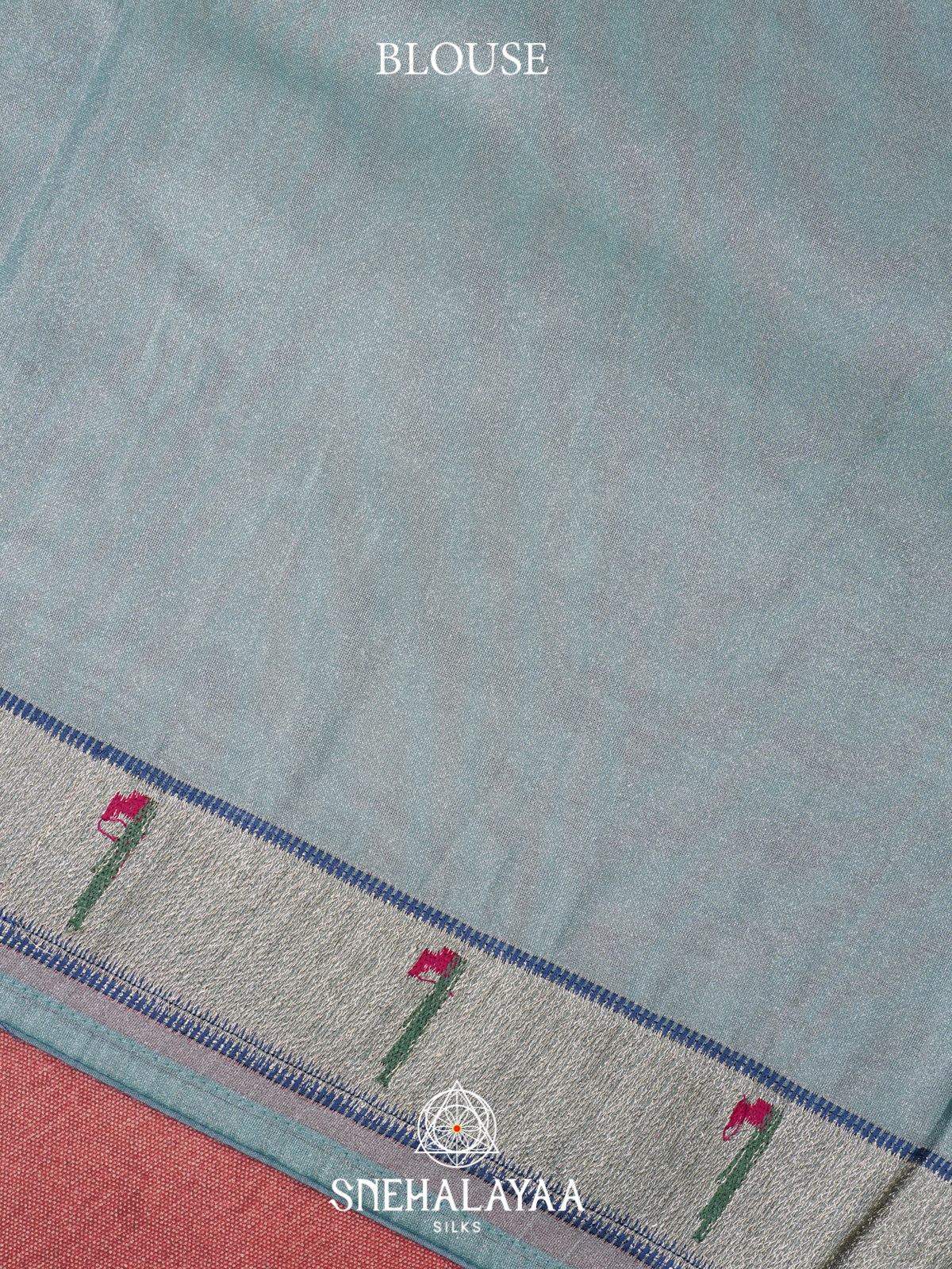 Aqua Blue Tissue Saree With Paithani Design