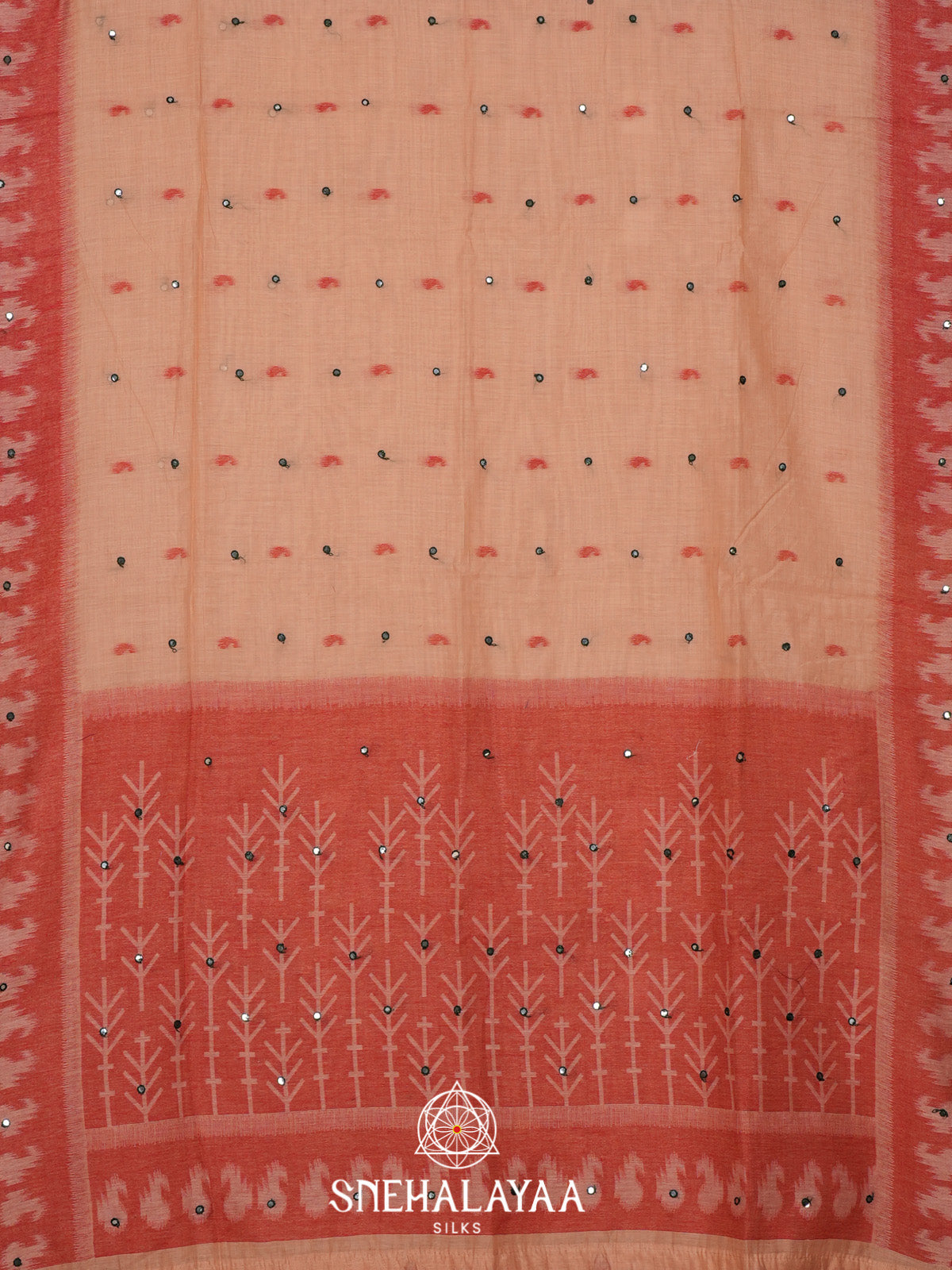Peach Kota Cotton Saree