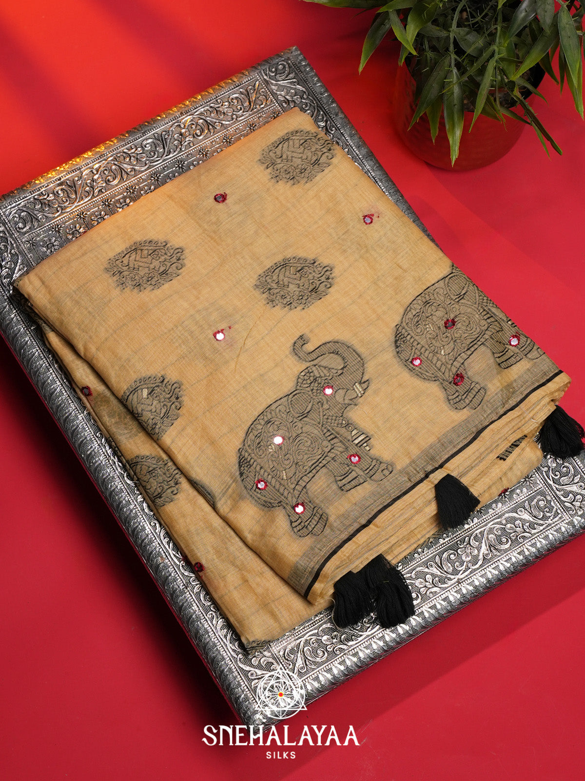 Pale Yellow Kota Cotton Saree
