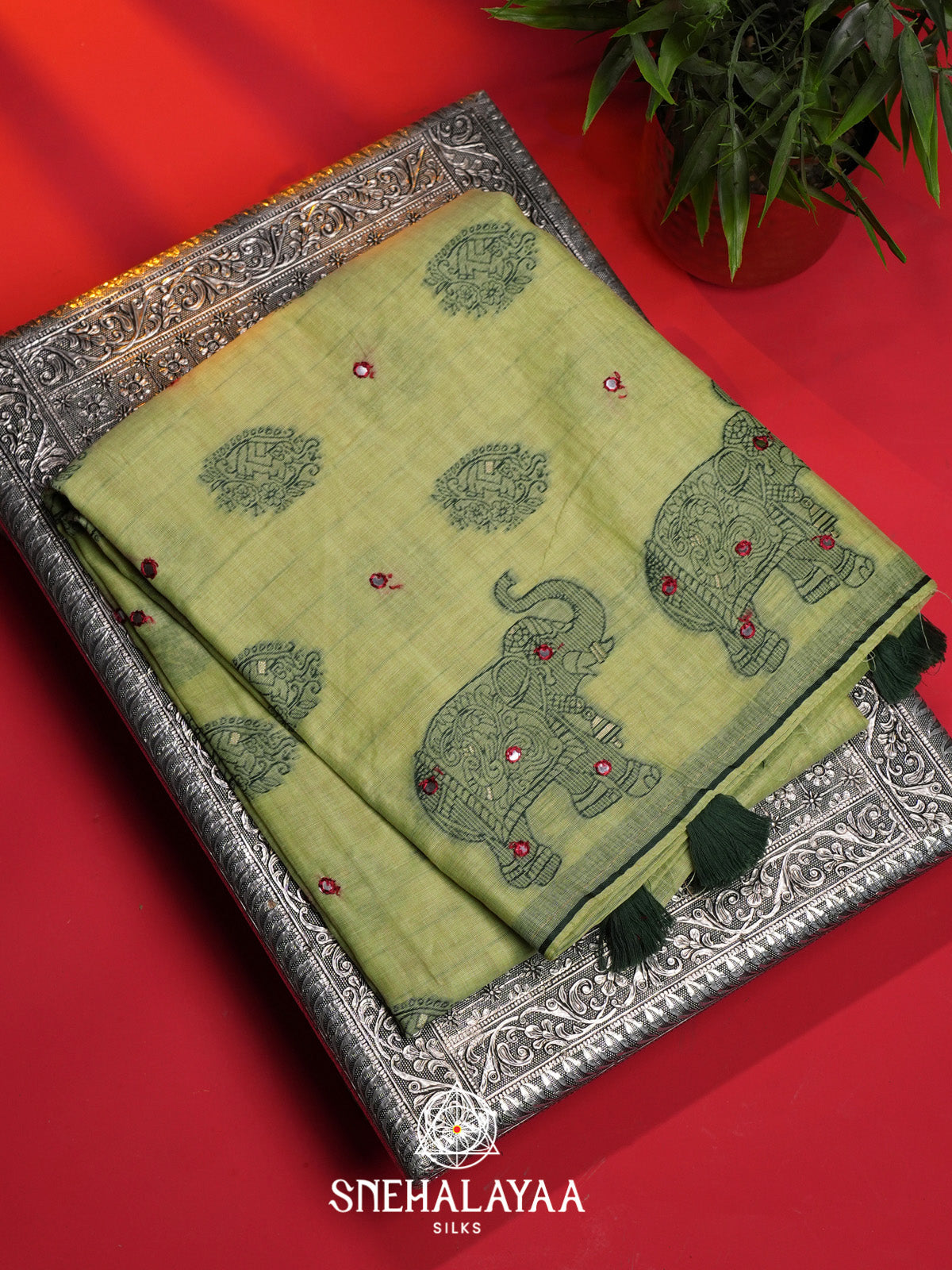 Pista Green Kota Cotton Saree