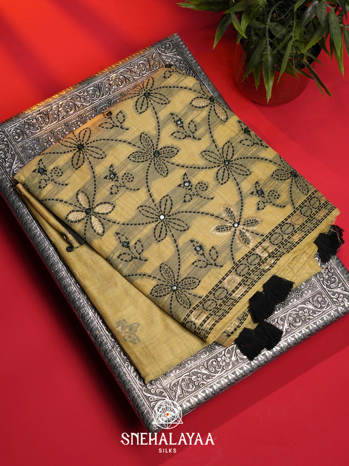 Pale Yellow Kota Cotton Saree