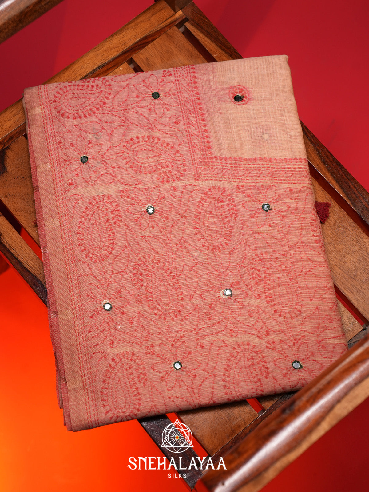 Pale Peach Kota Cotton Saree