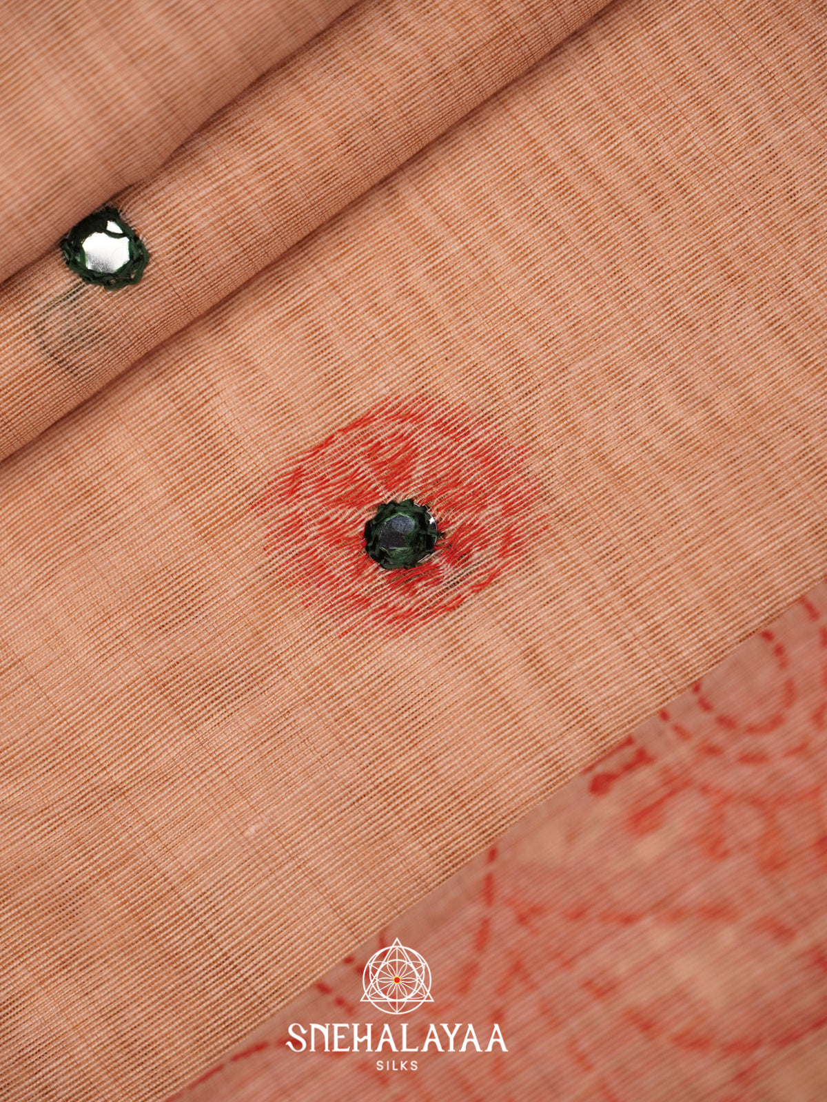 Pale Peach Kota Cotton Saree