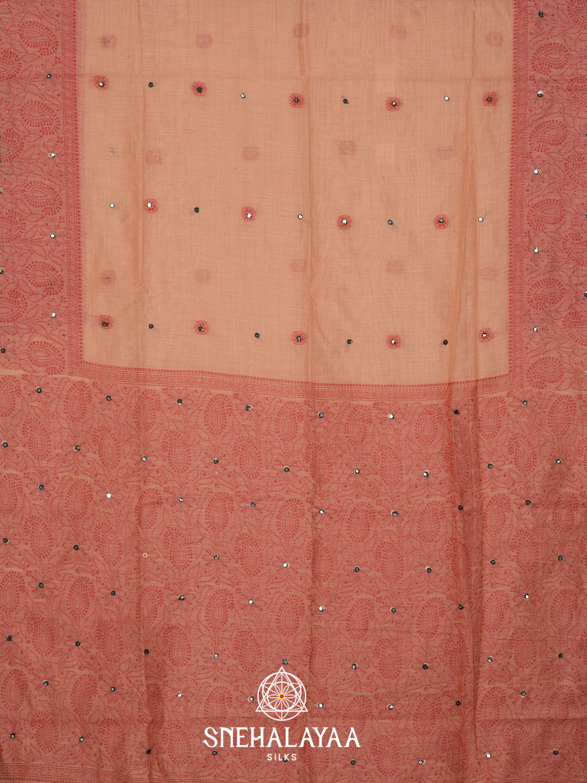 Pale Peach Kota Cotton Saree