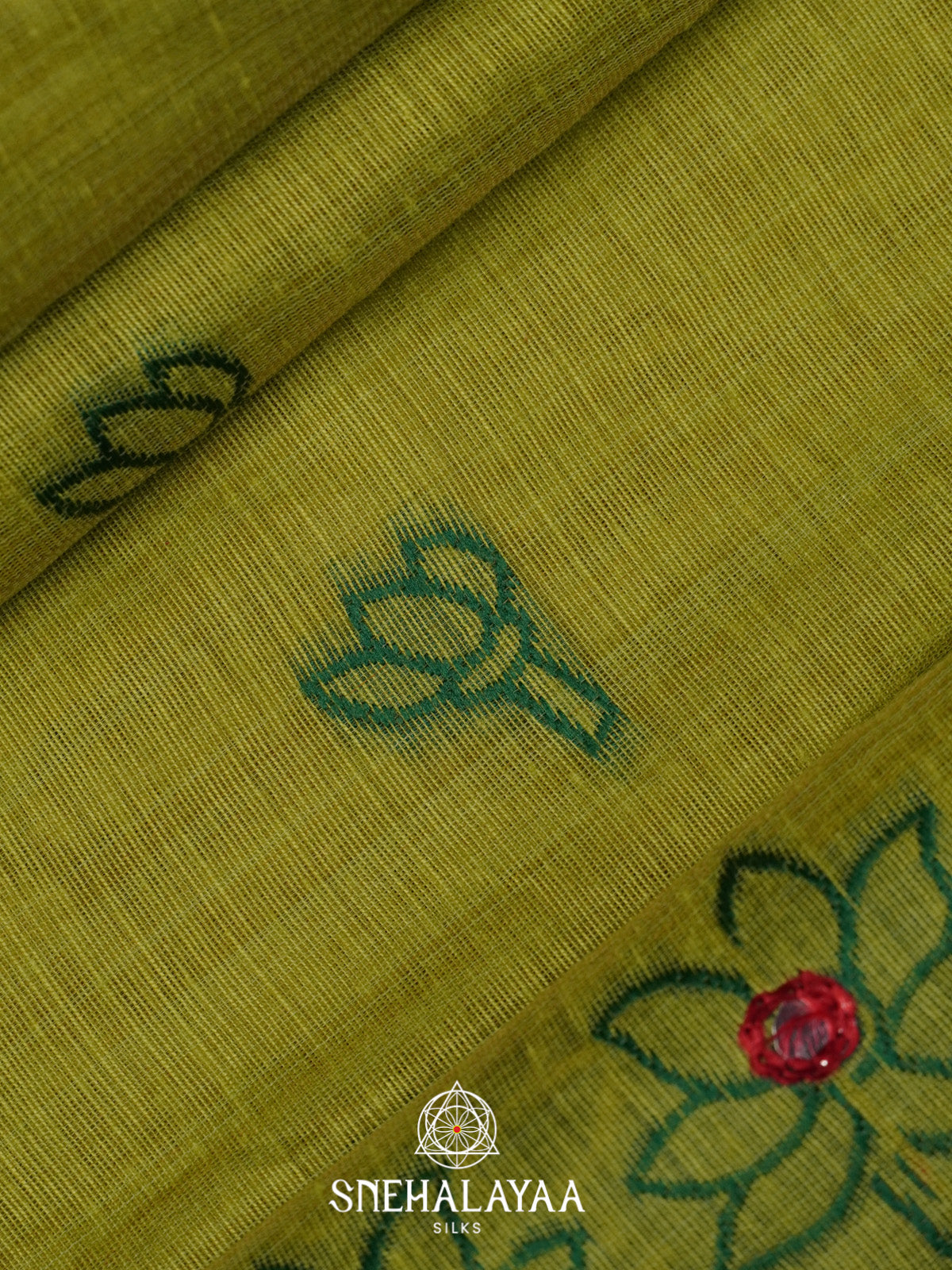 Olive Green Kota Cotton Saree