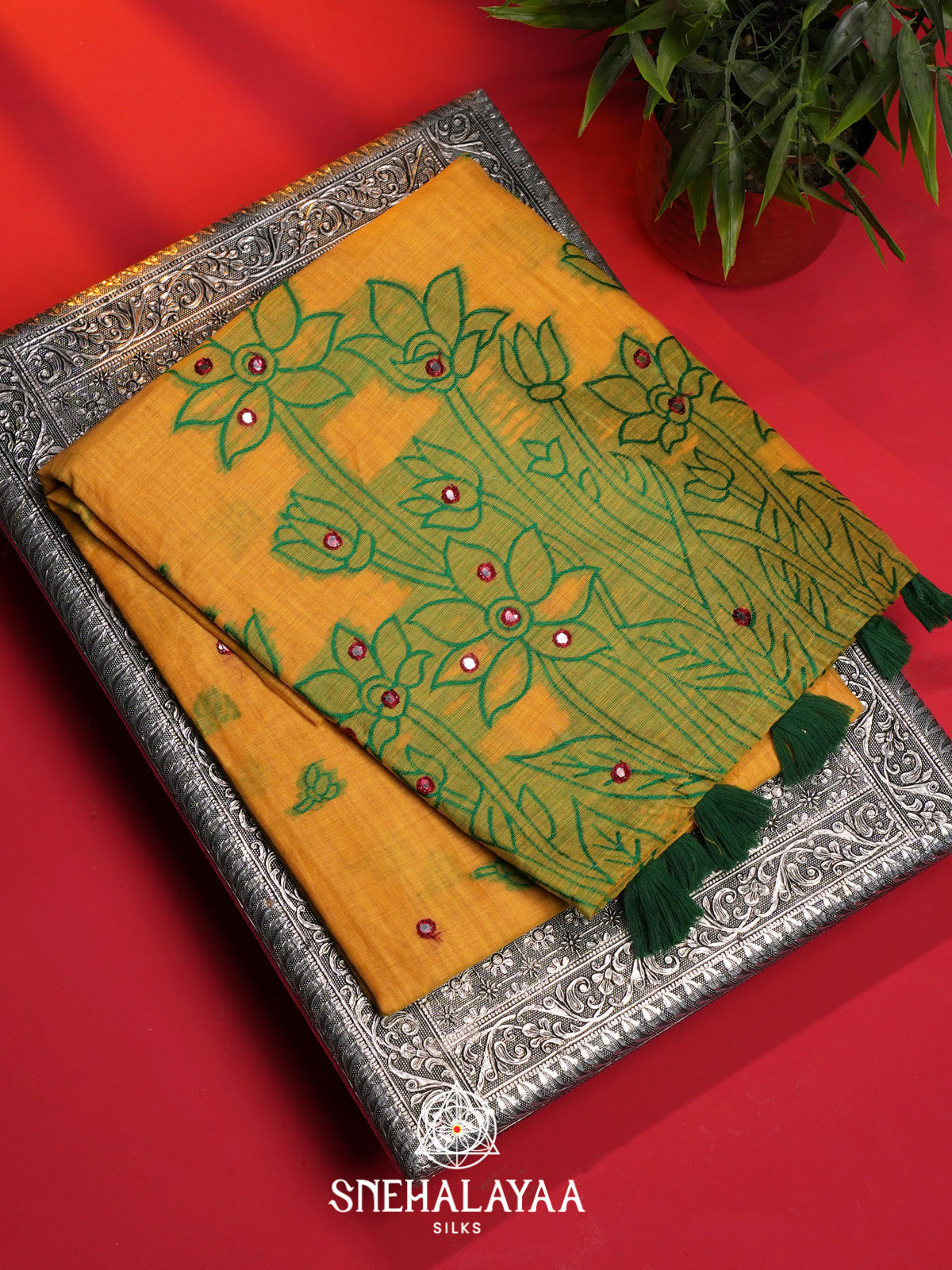Mango Yellow Kota Cotton Saree