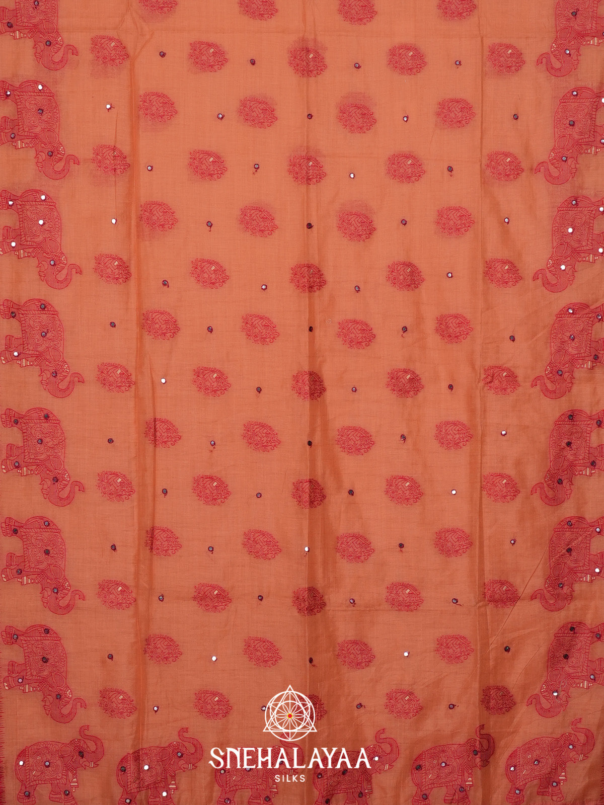 Pale Orange Kota Cotton Saree