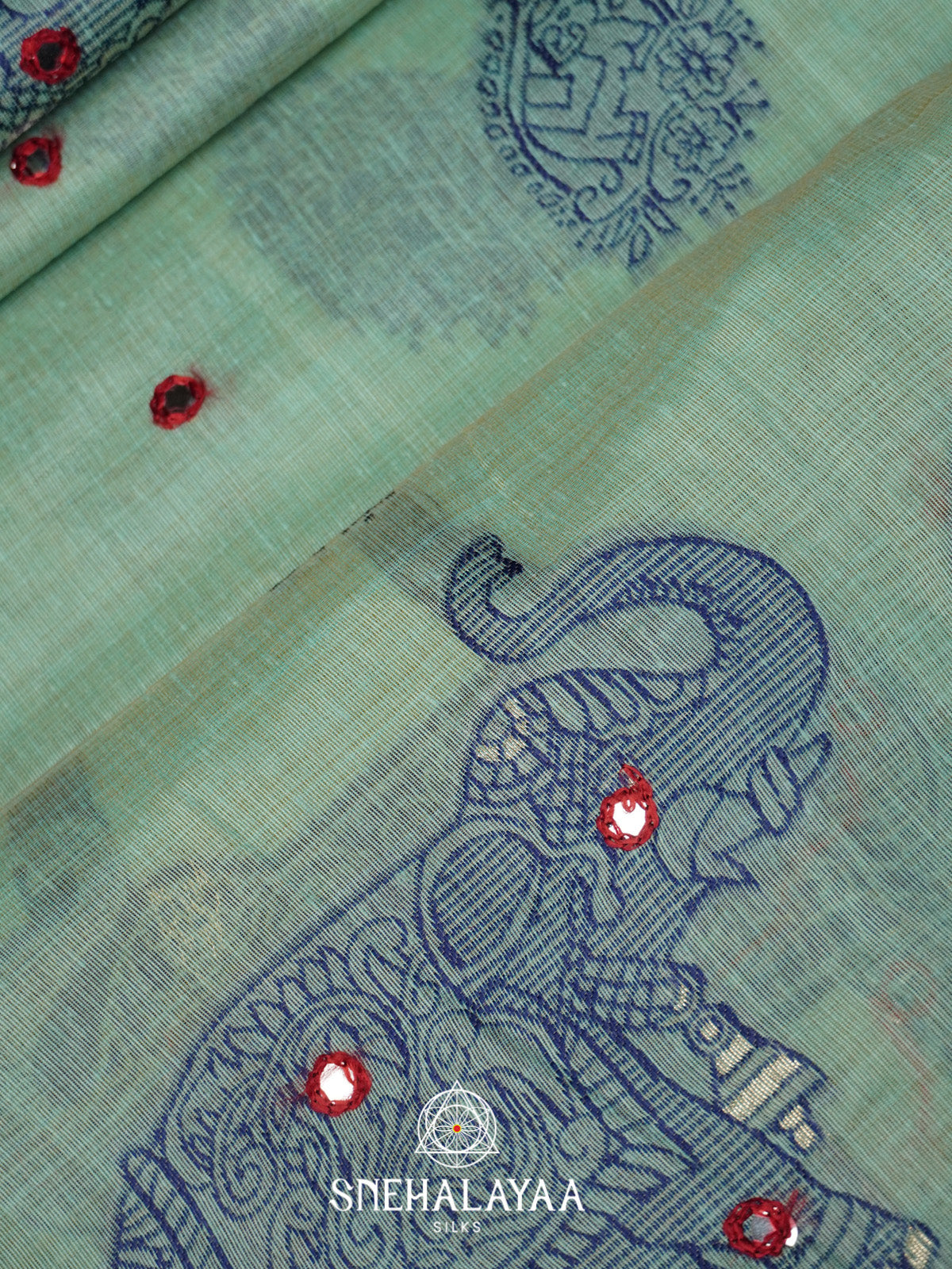 Mint Green Kota Cotton Saree