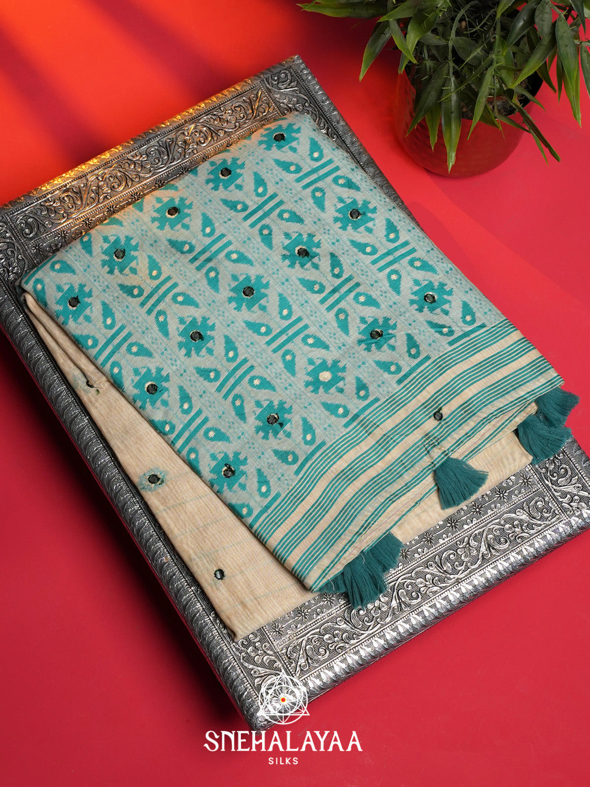 Cream Kota Cotton Saree