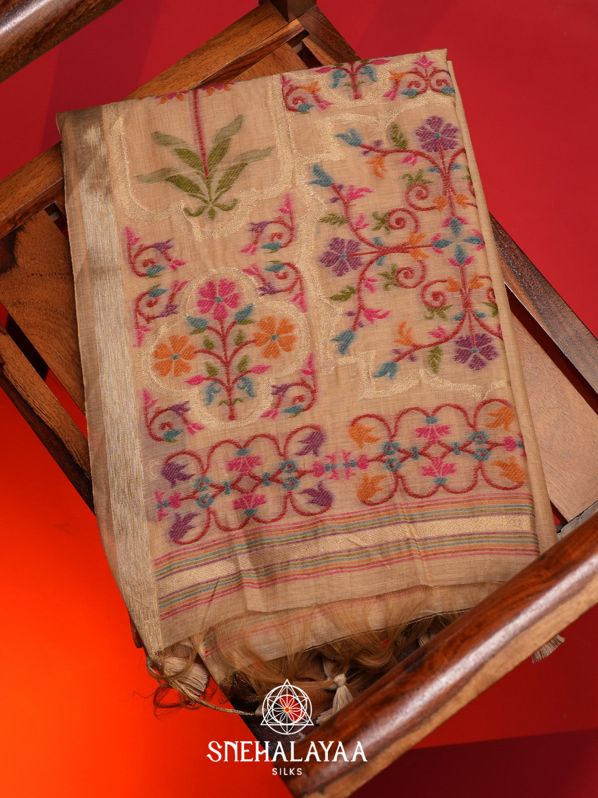 Pale Yellow Munga Cotton Saree