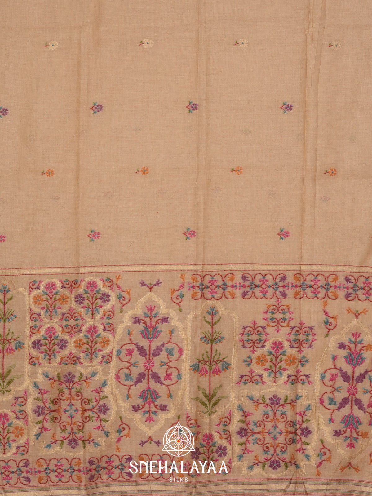 Pale Yellow Munga Cotton Saree