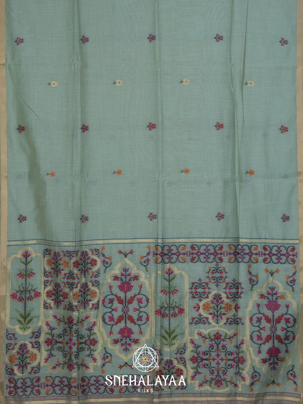 Teal Green Munga Cotton Saree