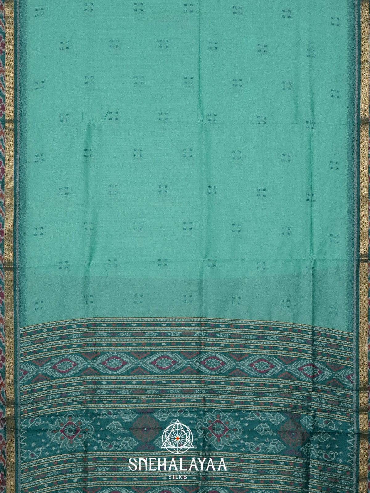 Teal Green Raw Silk Saree