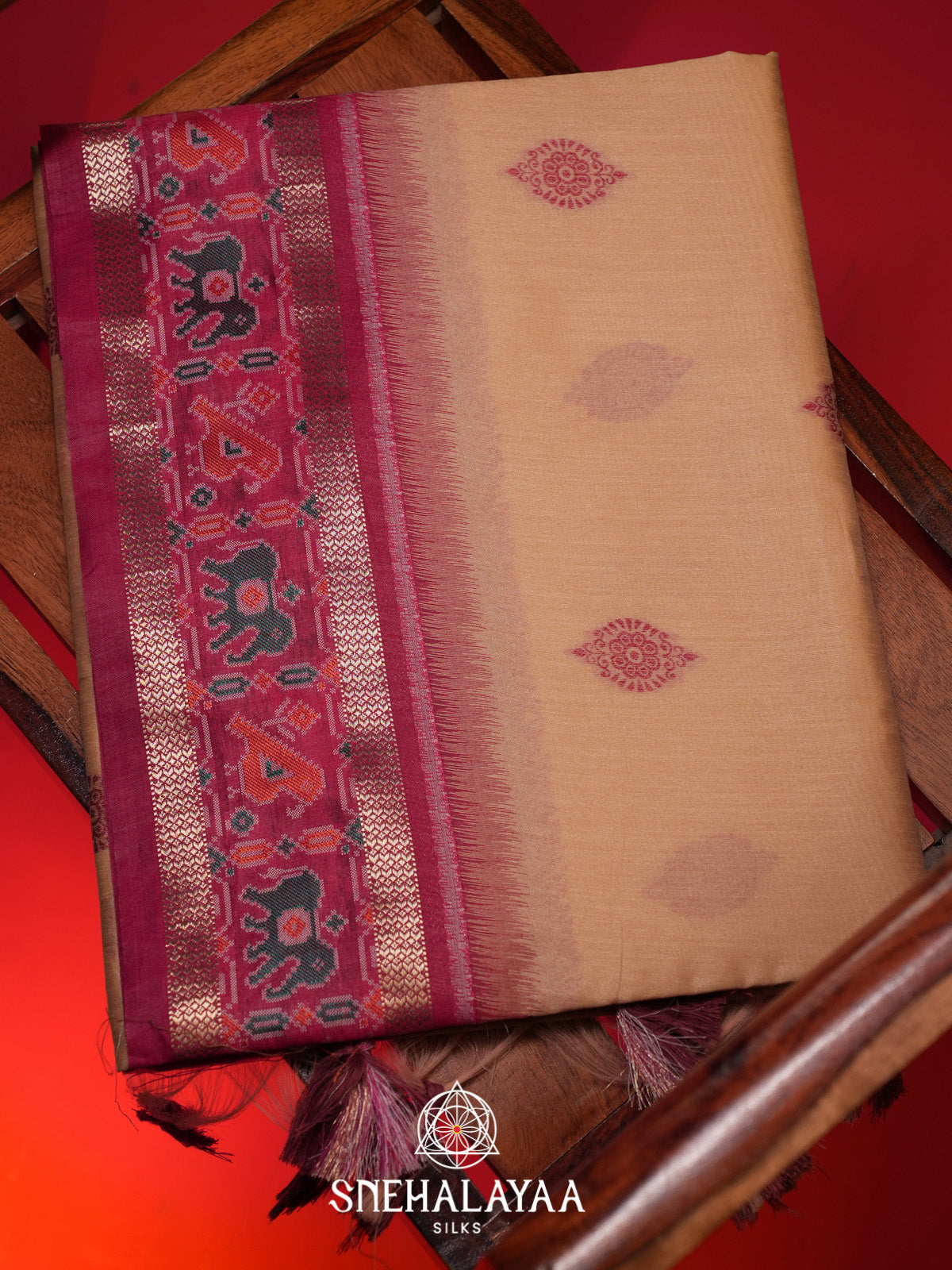 Cream Raw Silk Saree