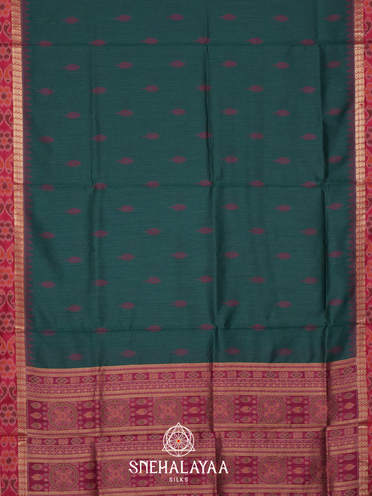 Forest Green Raw Silk Saree