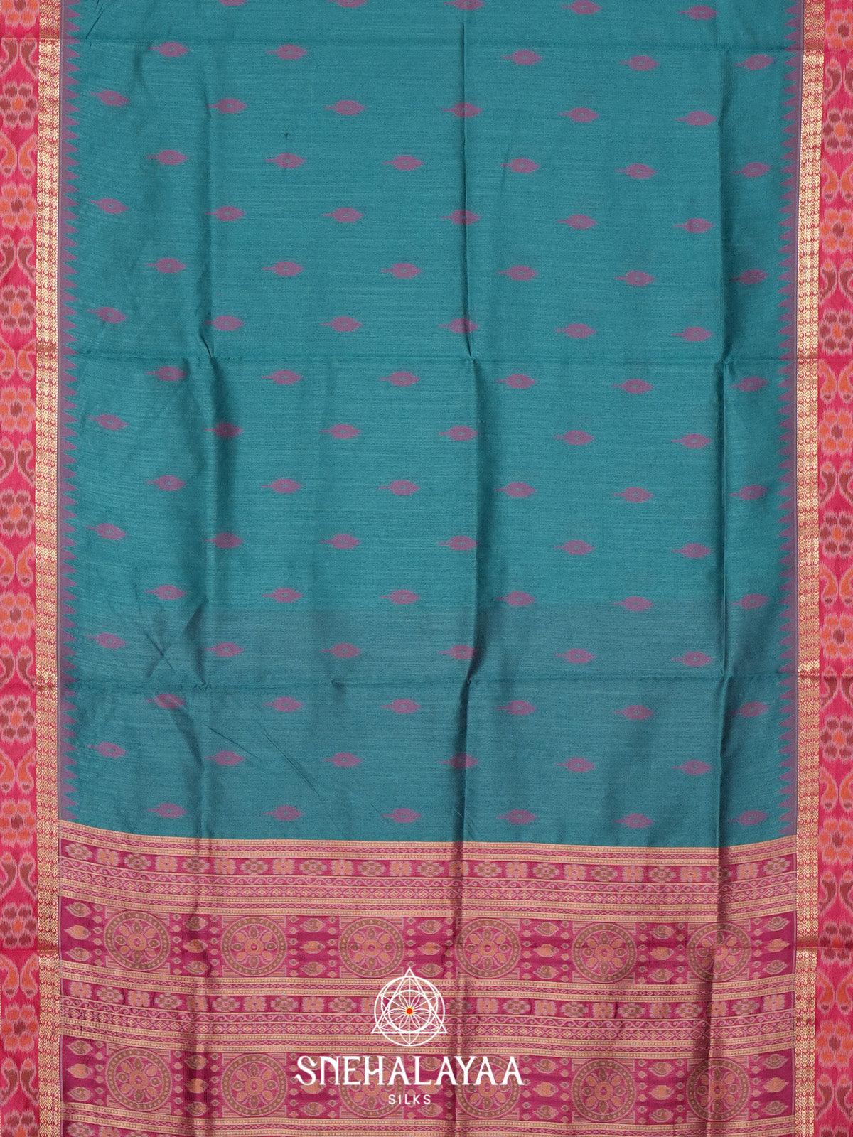 Peacock Blue Raw Silk Saree
