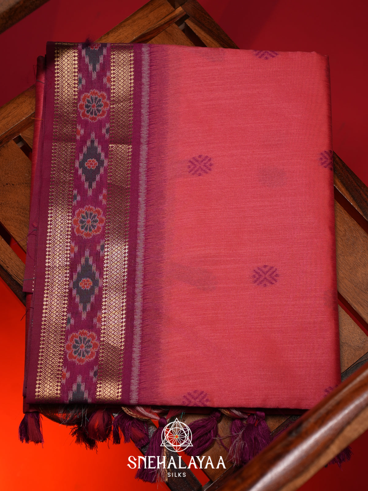 Peach Raw Silk Saree