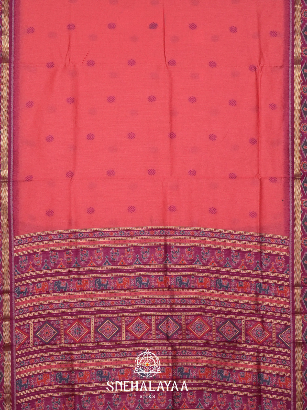 Peach Raw Silk Saree