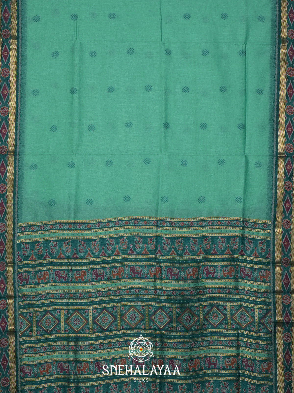 Teal Green Raw Silk Saree