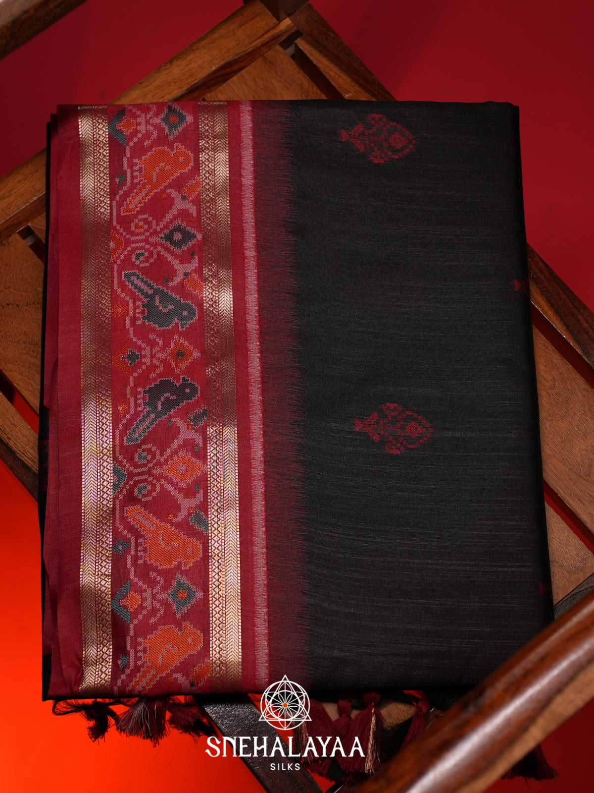 Black Raw Silk Saree