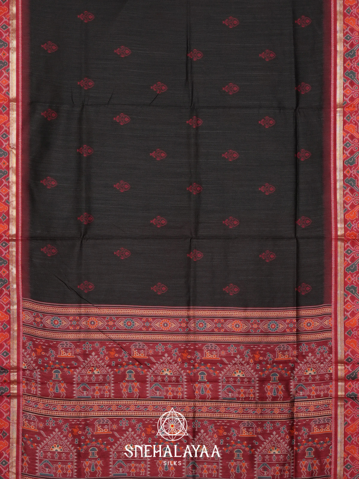 Black Raw Silk Saree