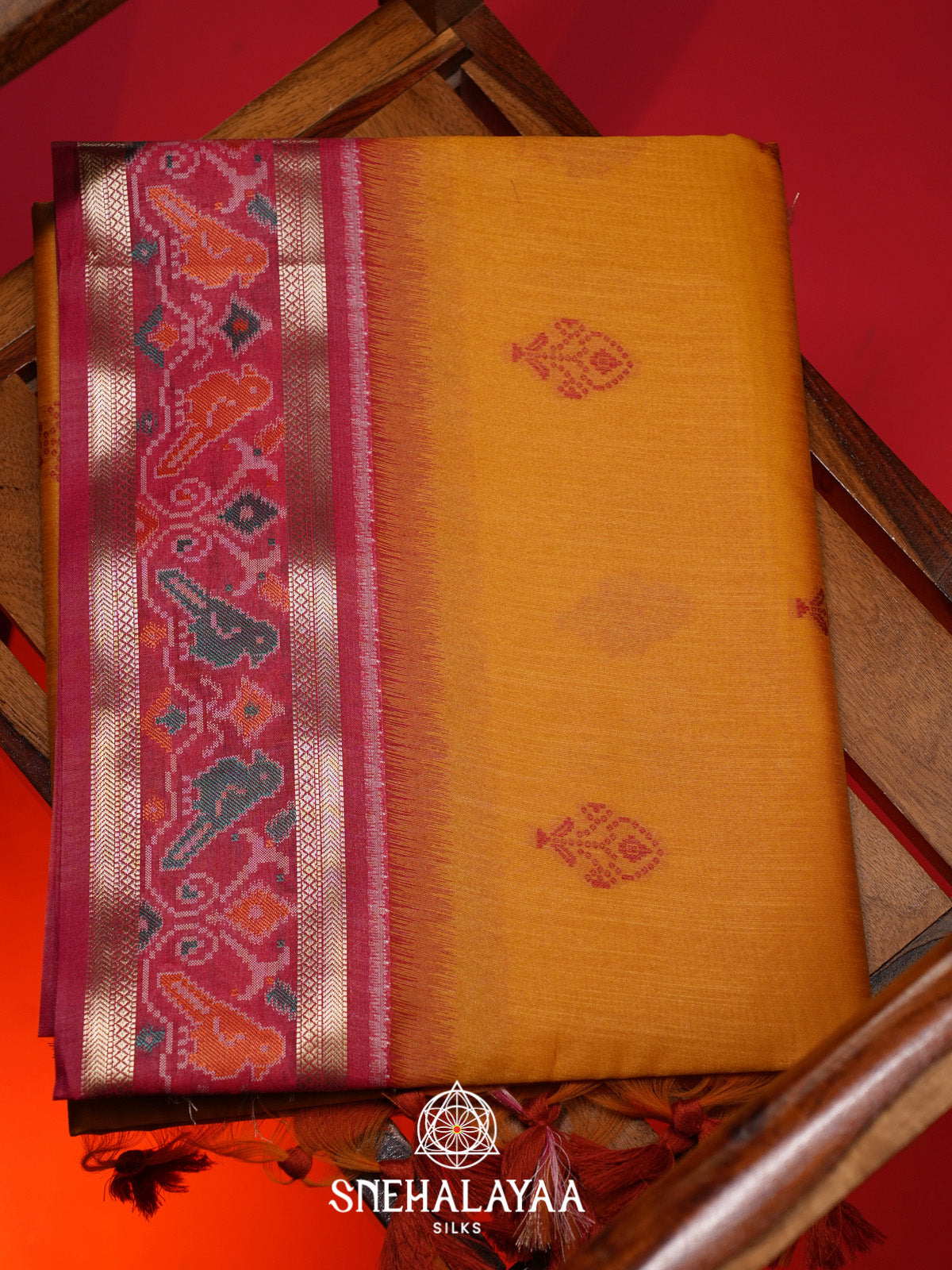 Mango Yellow Raw Silk Saree