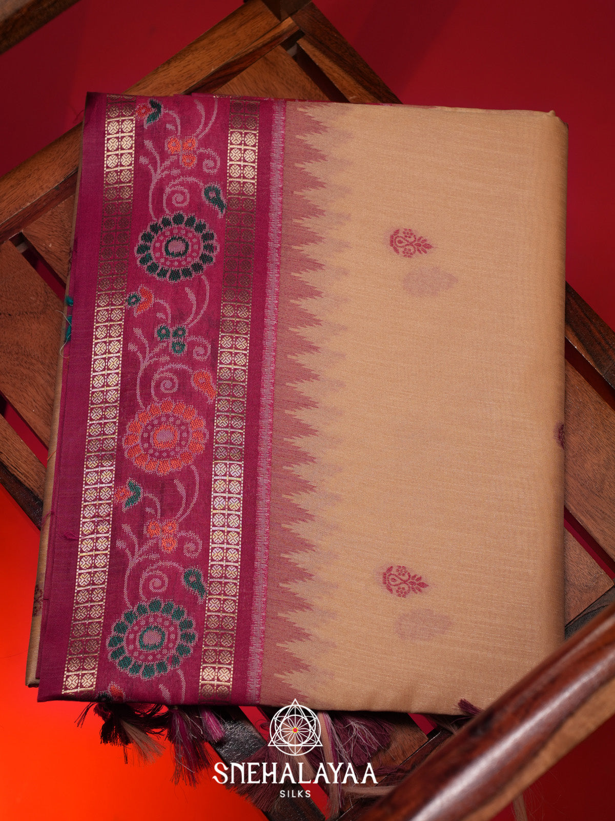 Cream Raw Silk Saree