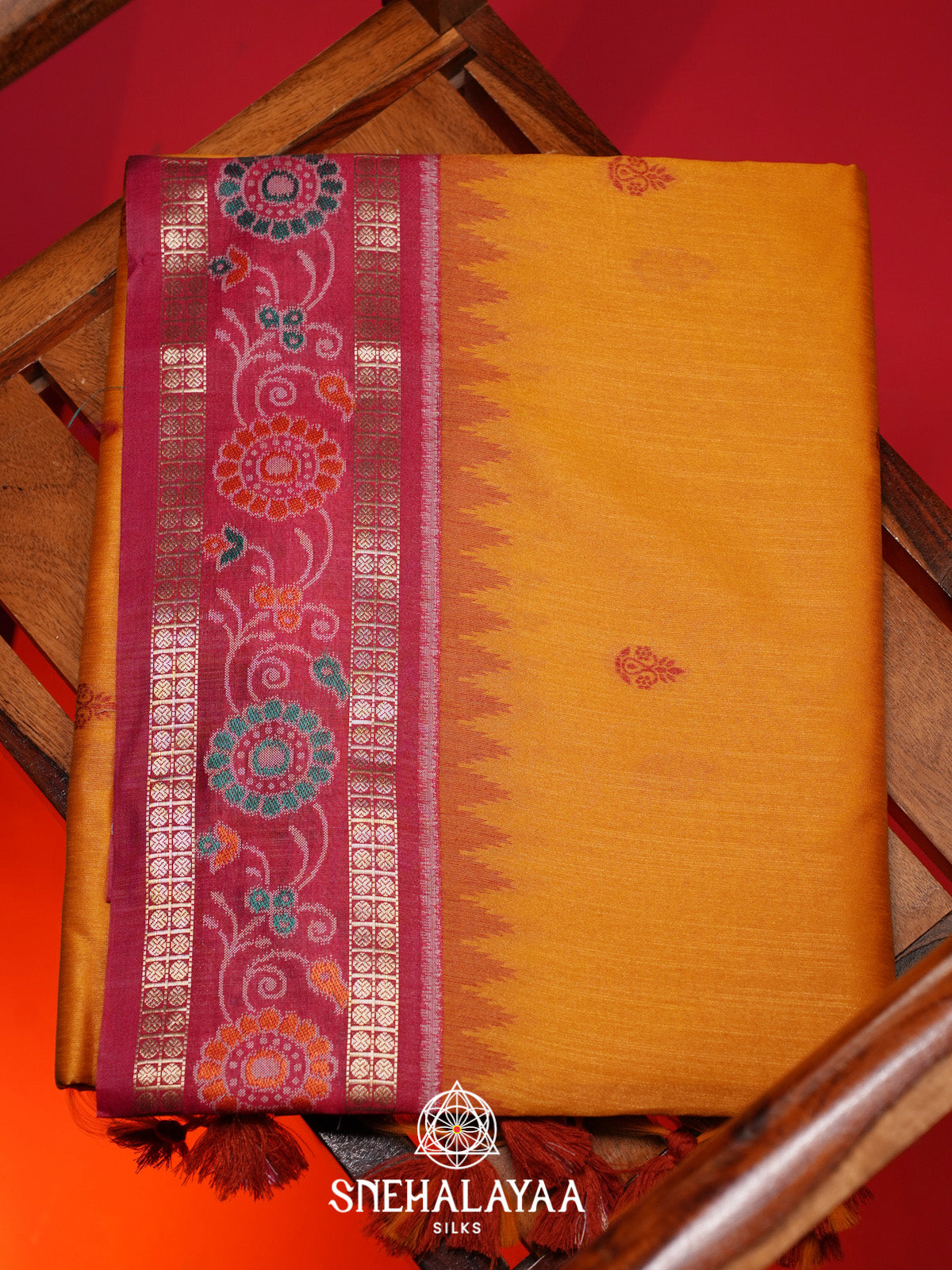 Mango Yellow Raw Silk Saree