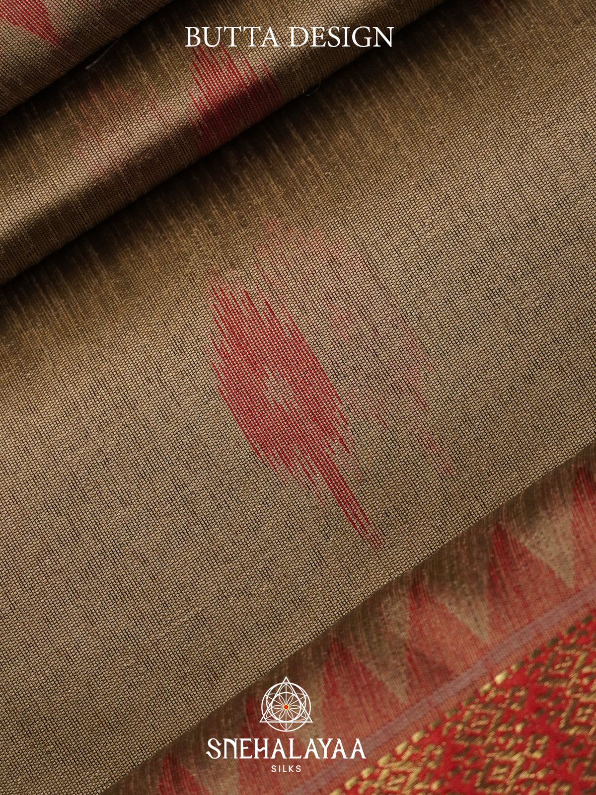 Khaki Brown Raw Silk Saree