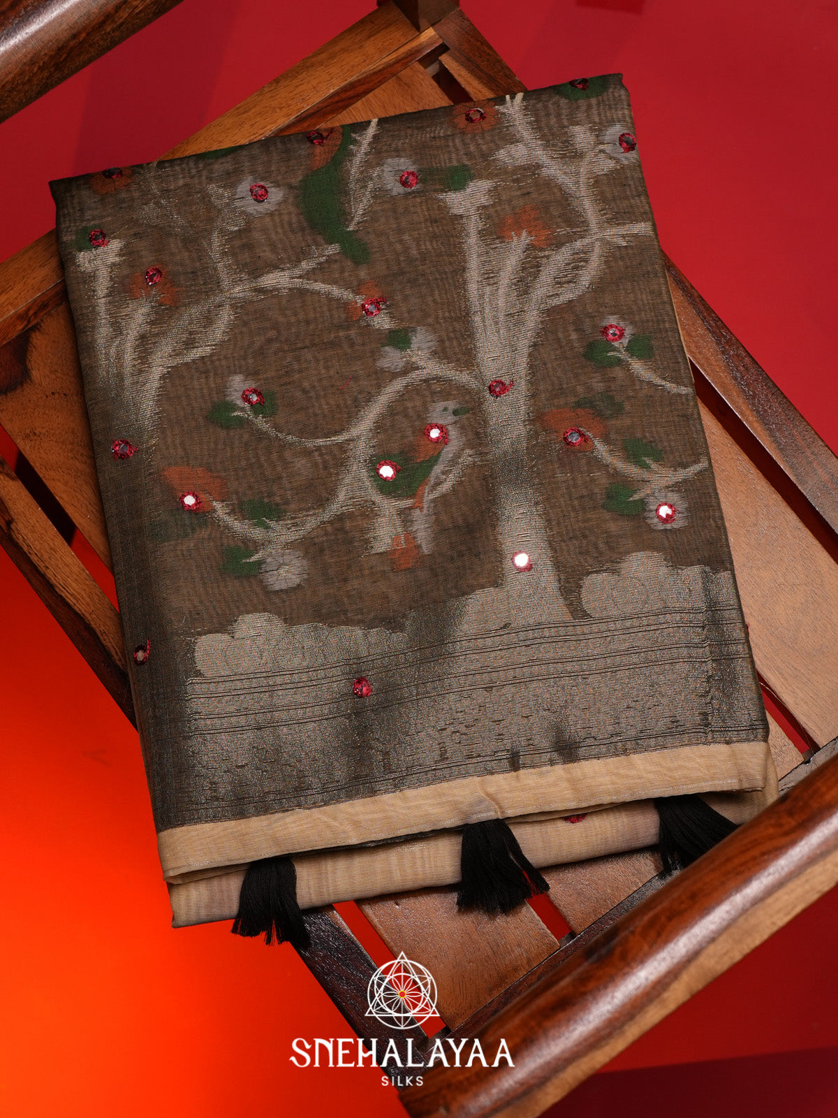 Cream Munga Cotton Saree