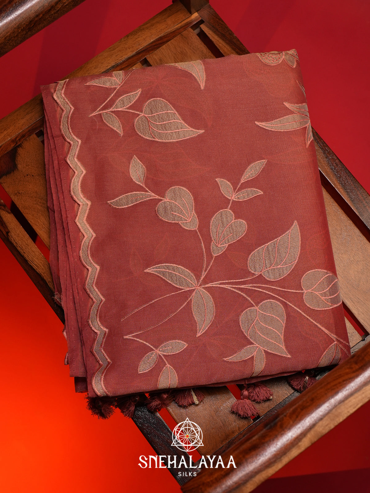 Rust Linen Saree