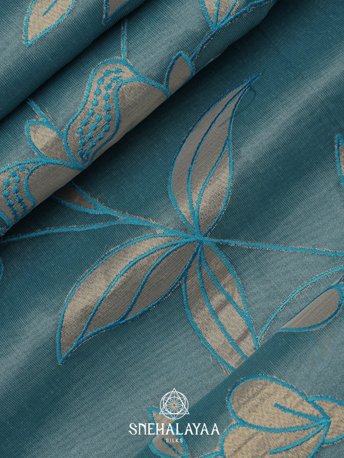 Blue Linen Saree