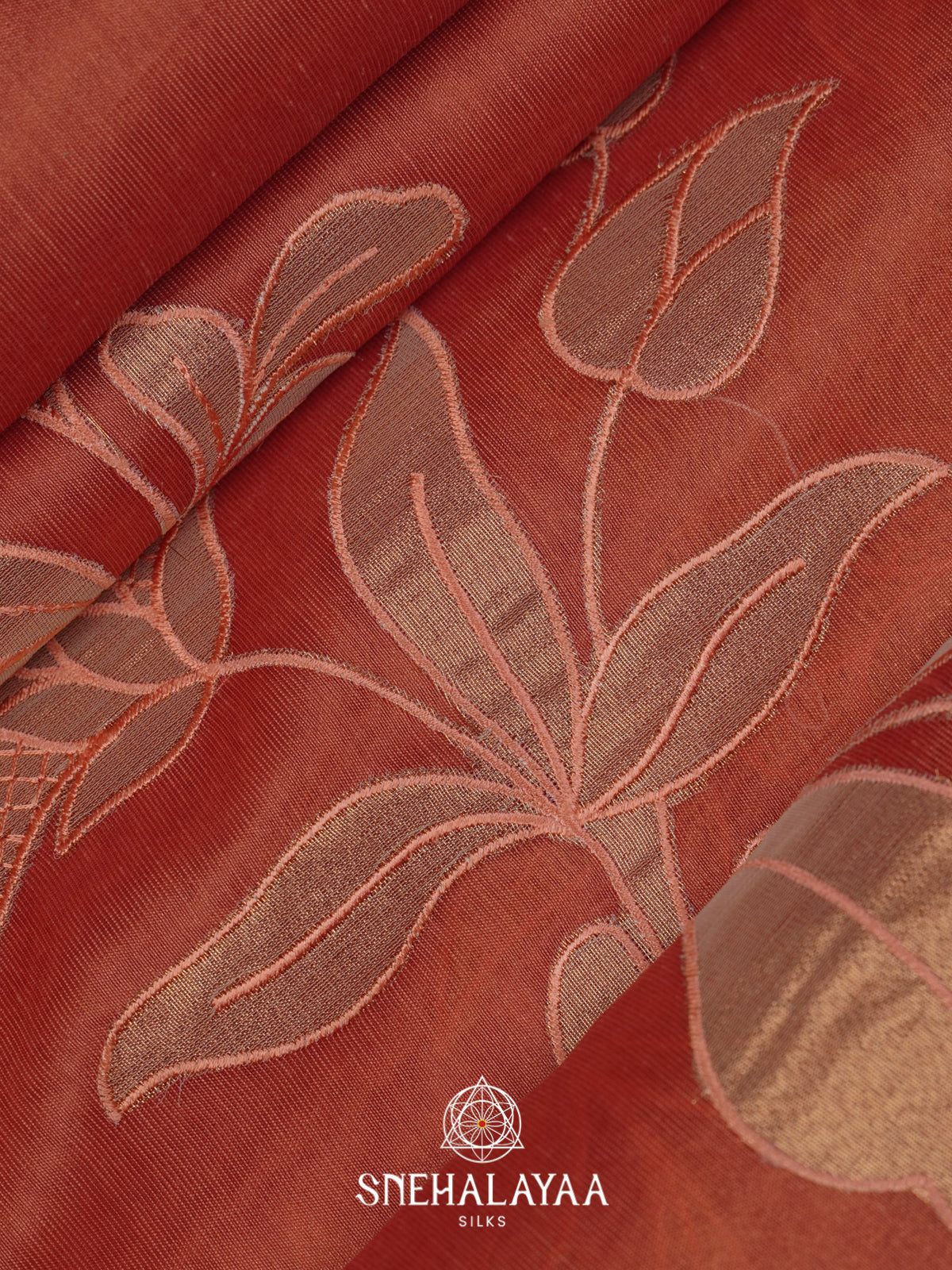 Brick Red Linen Saree