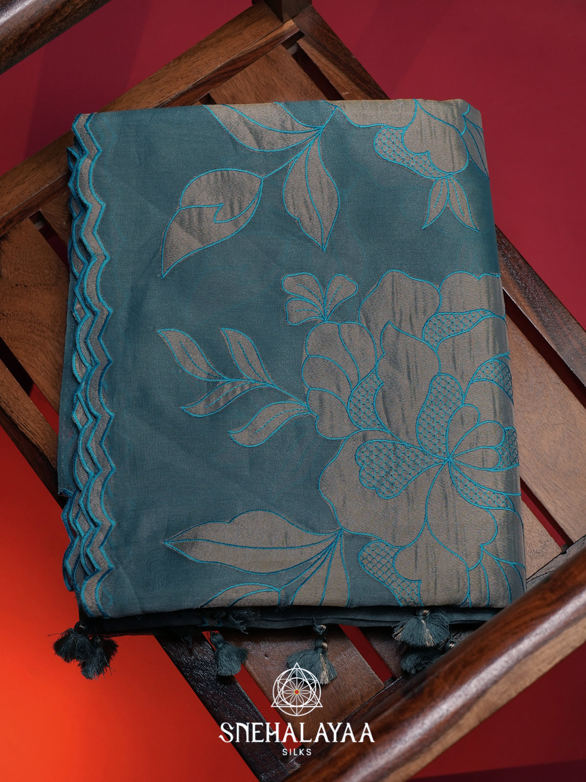 Blue Linen Saree