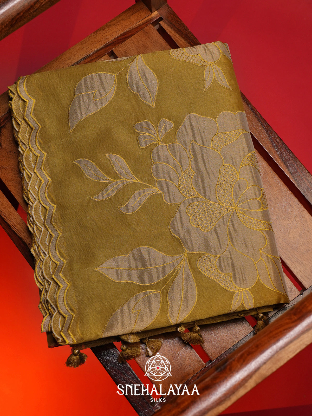 Olive Green Linen Saree