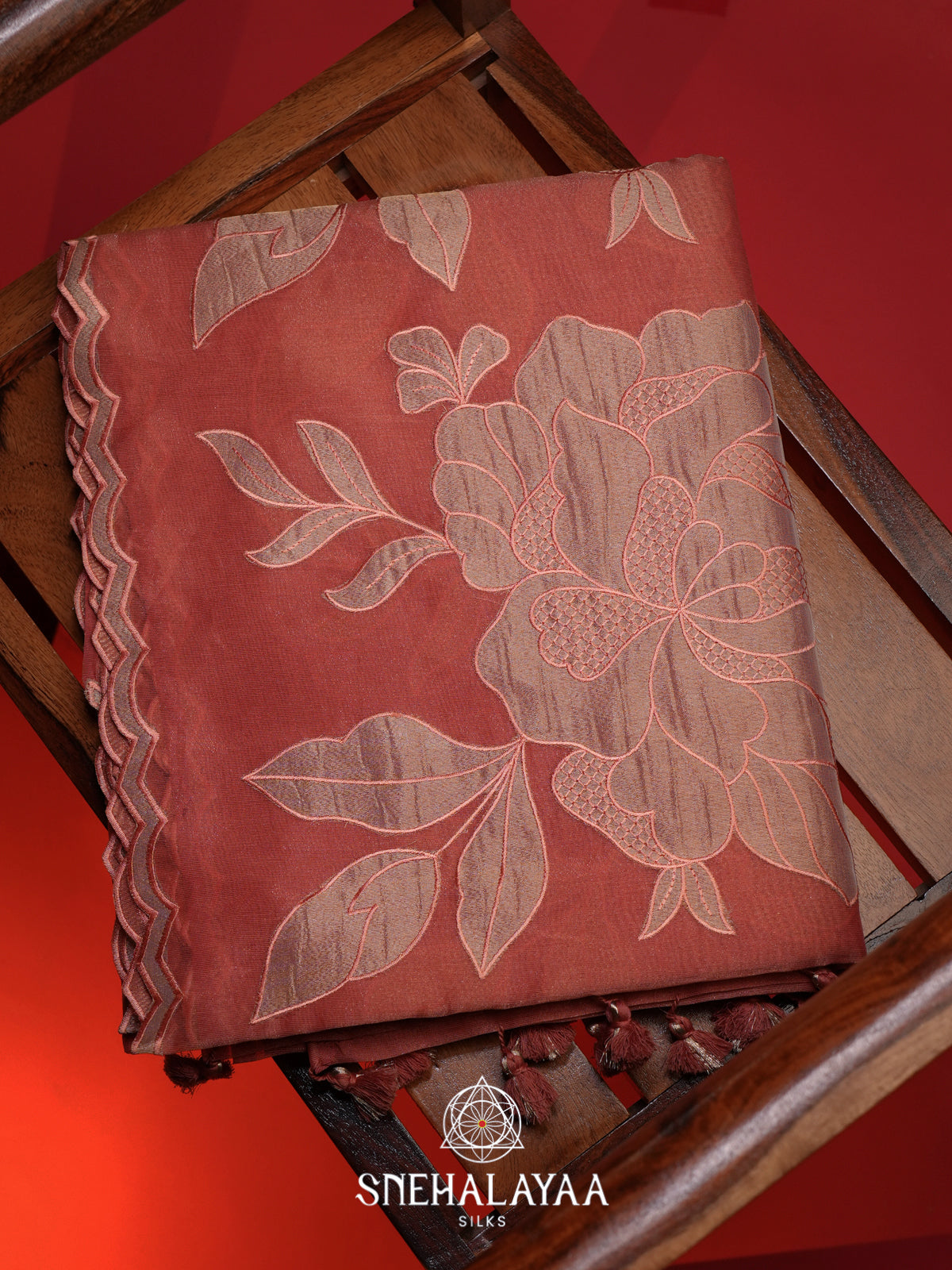 Peach Linen Saree