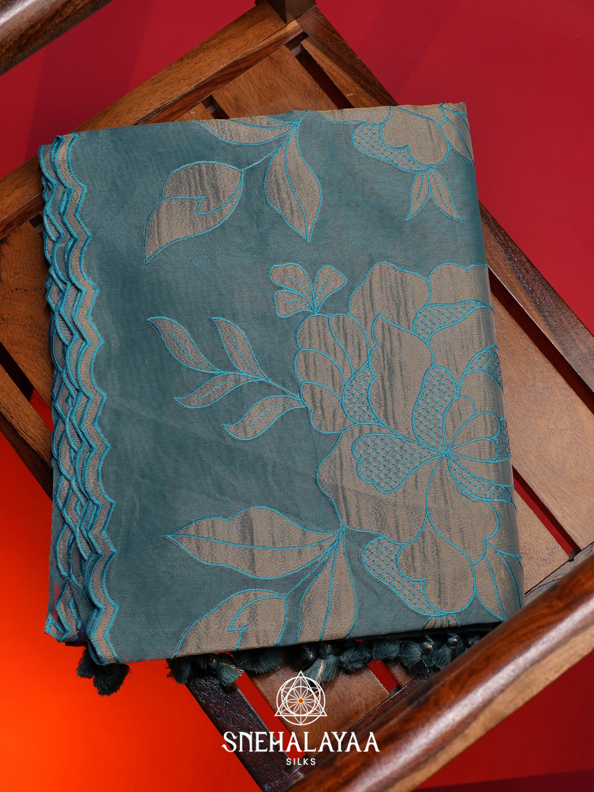 Blue Linen Saree