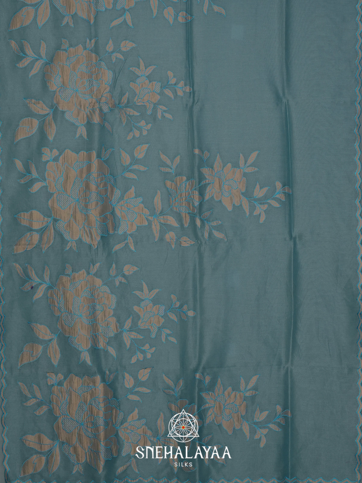 Blue Linen Saree