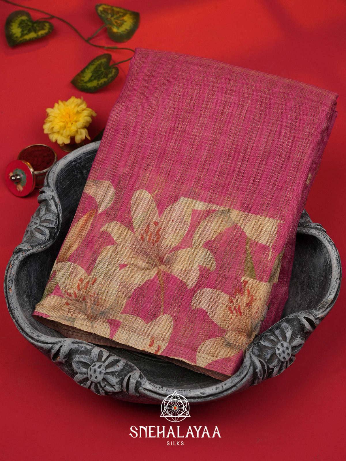 Pink Linen Saree