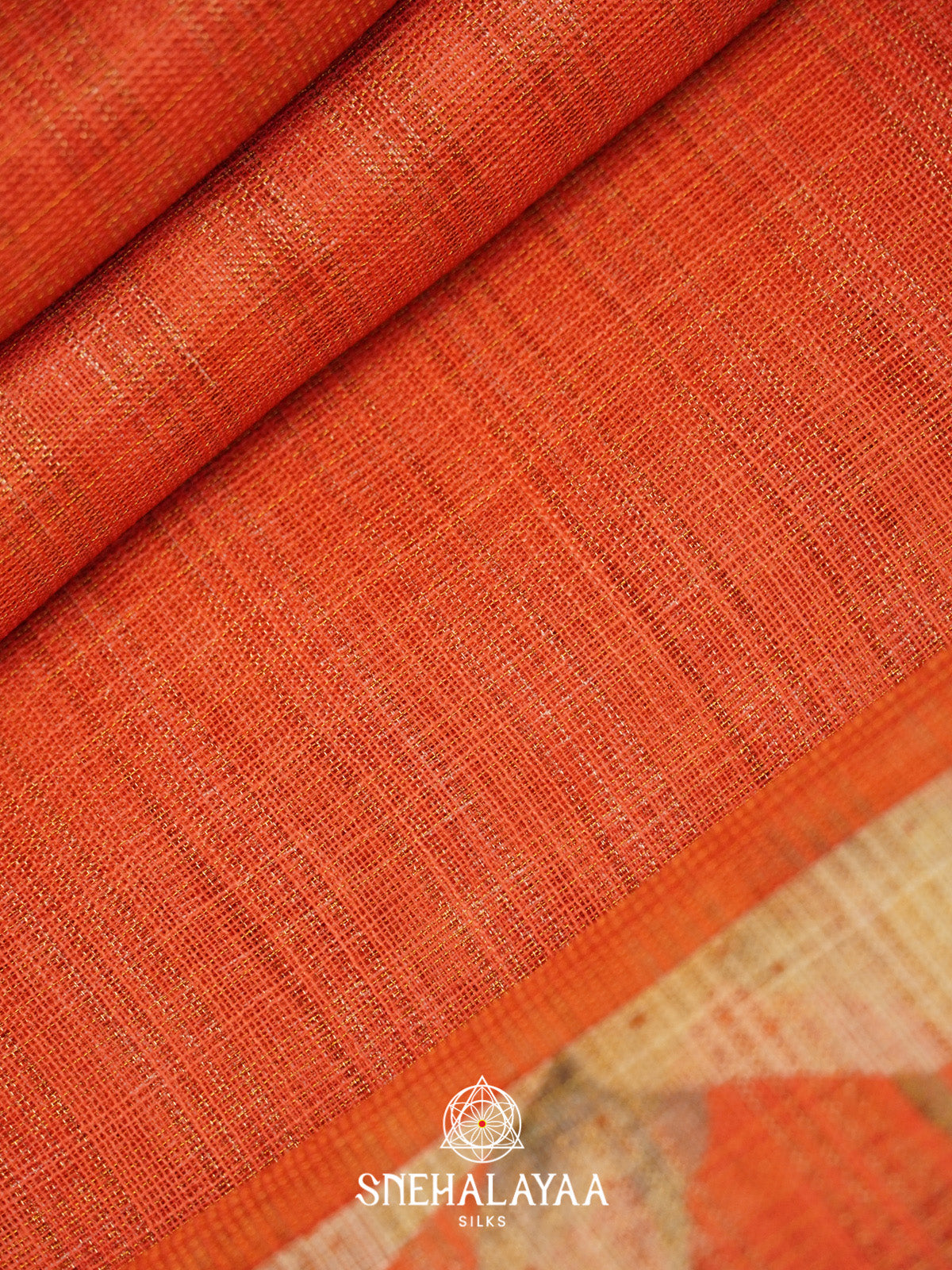 Orange Linen Saree