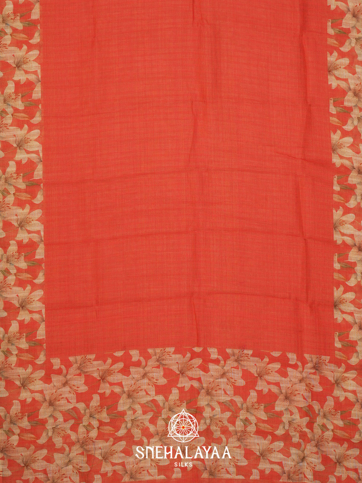 Orange Linen Saree