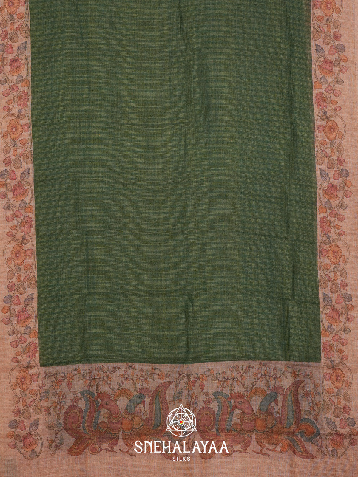 Green Linen Saree