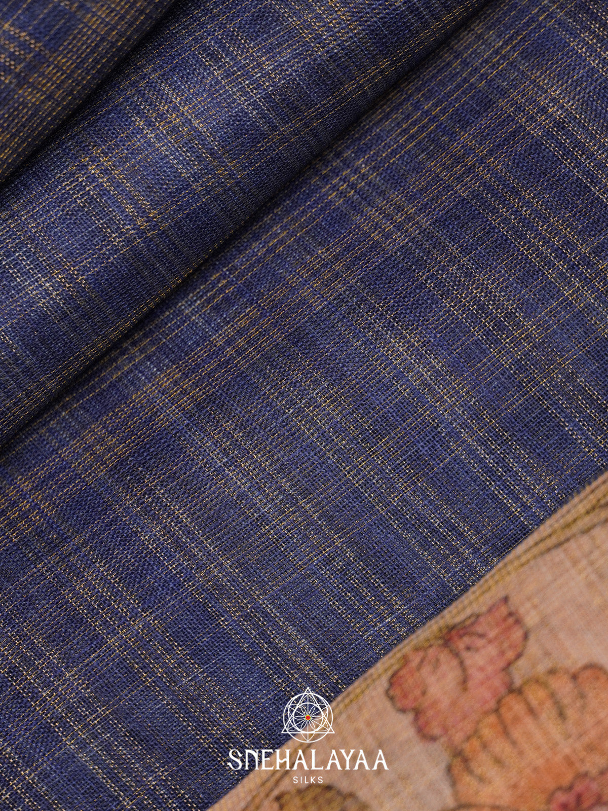 Navy Blue Linen Saree