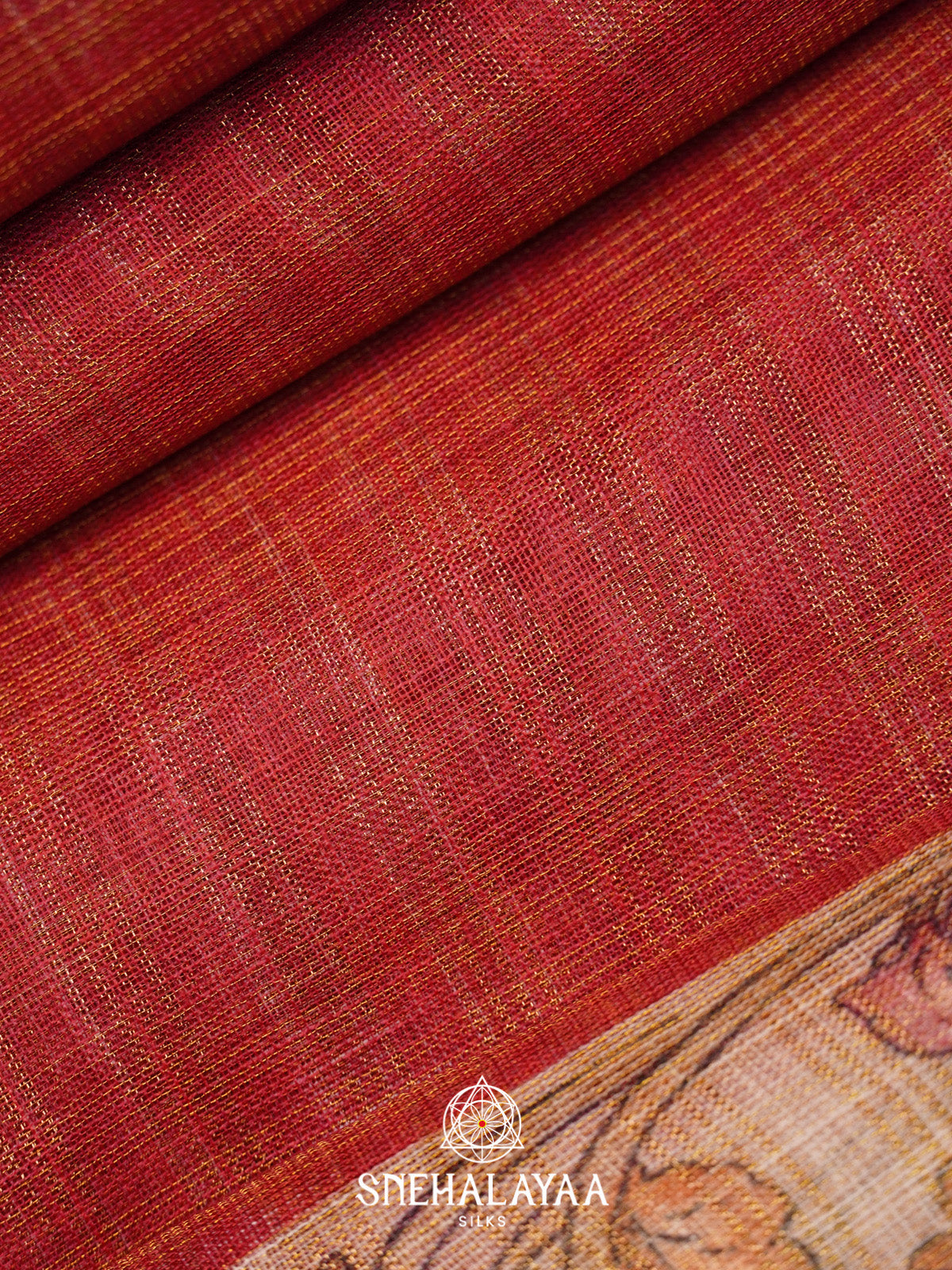 Maroon Linen Saree