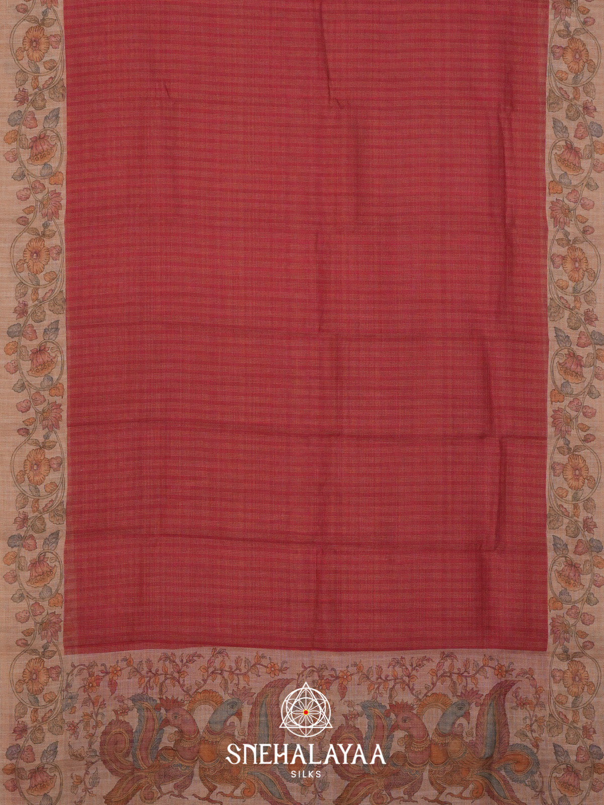 Maroon Linen Saree