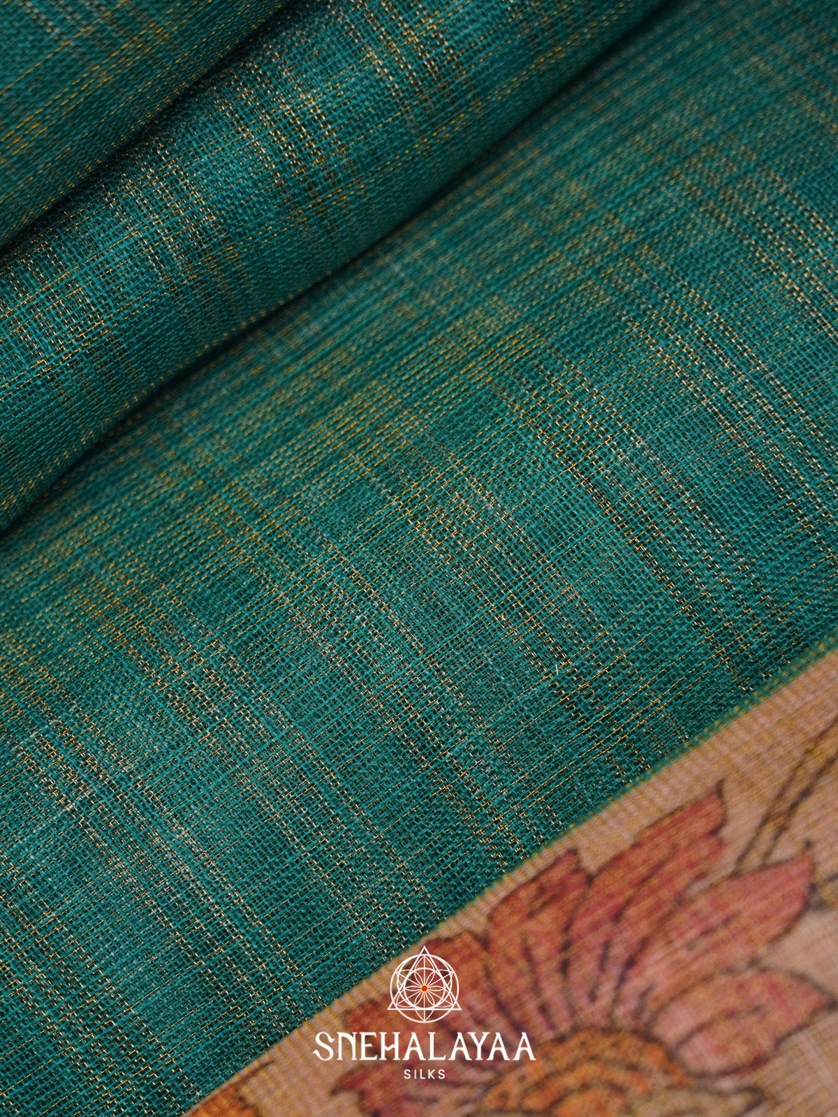 Teal Green Linen Saree