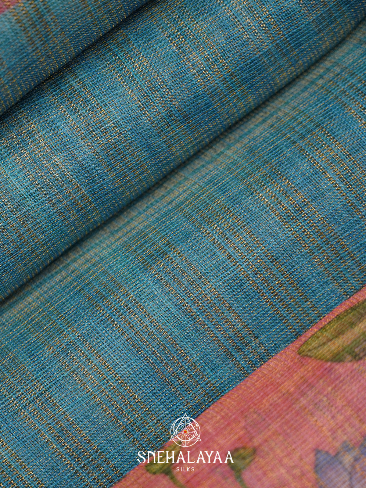 Blue Linen Saree