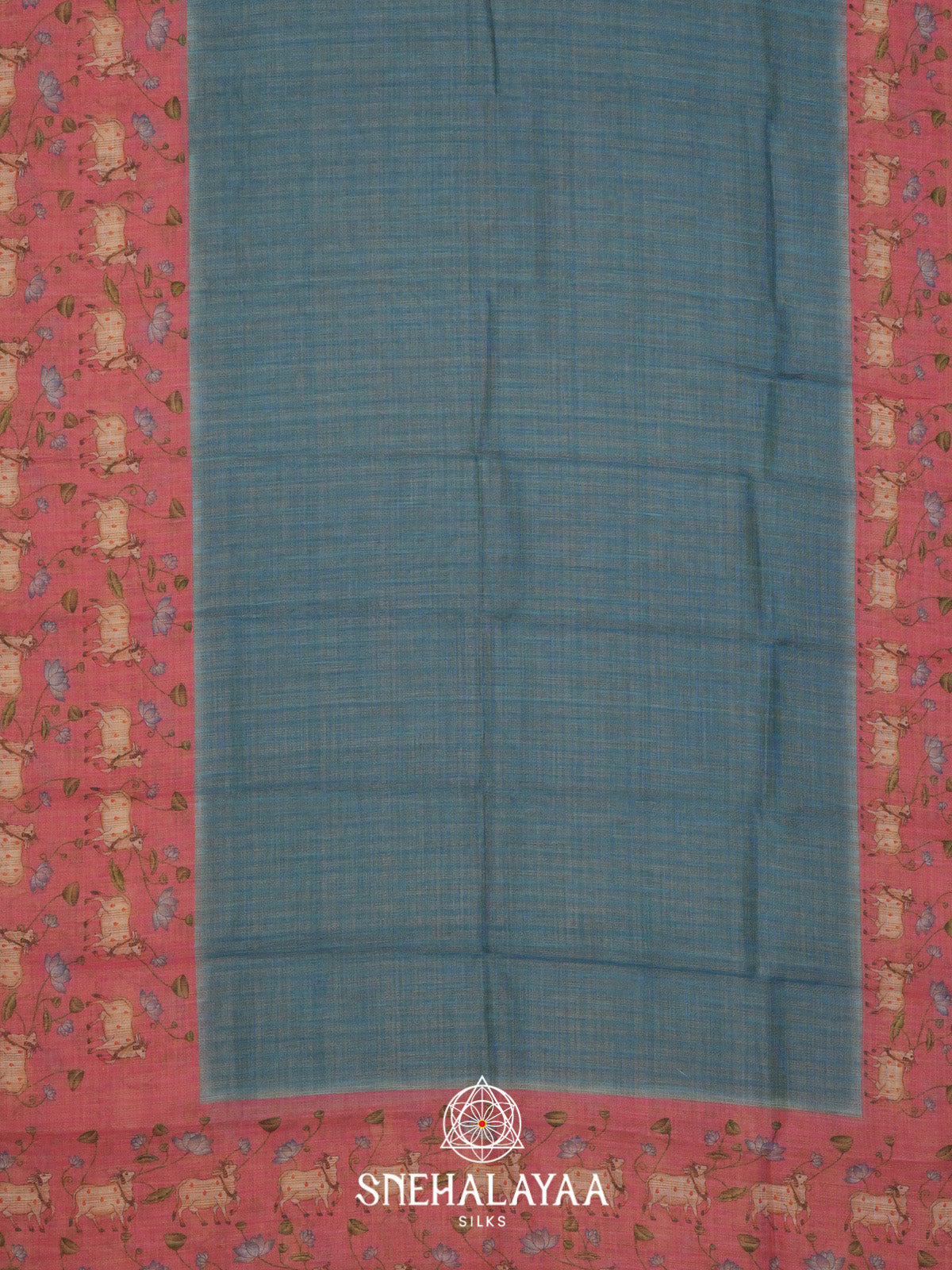 Blue Linen Saree