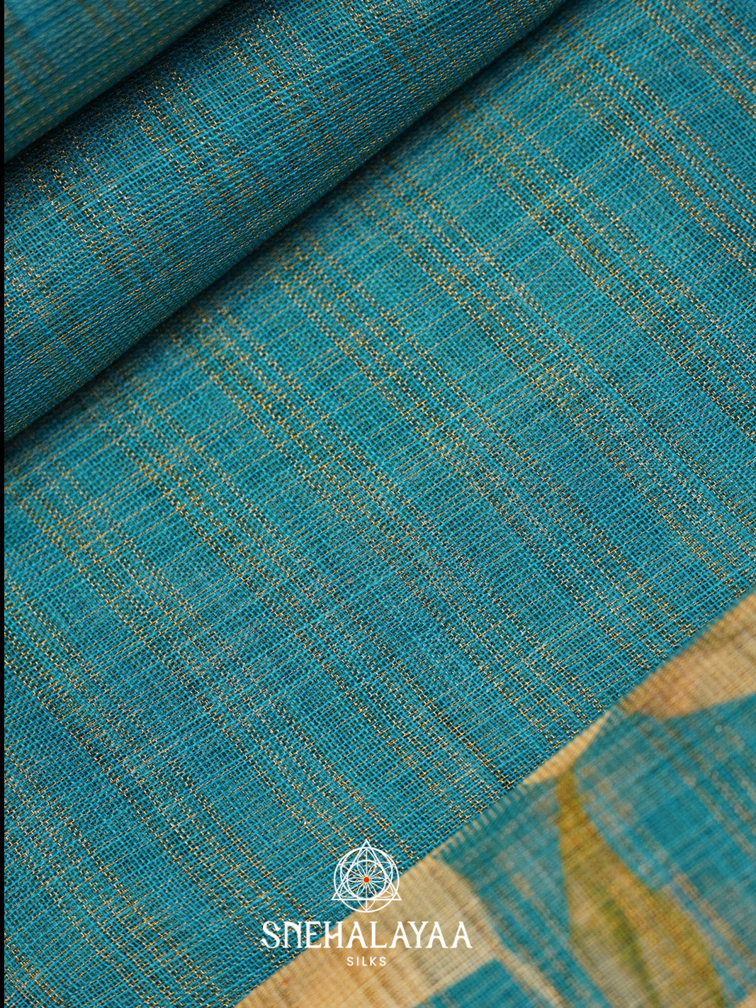 Teal Blue Linen Saree